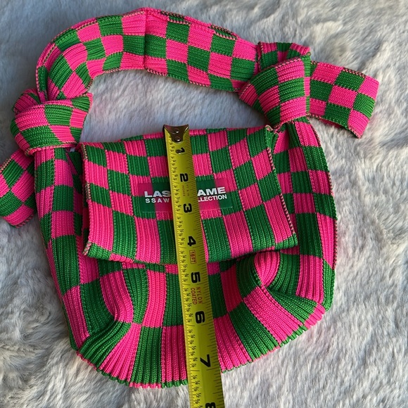 Lastframe Ichimatsu Obi bag in neon pink/green - Picture 6 of 7